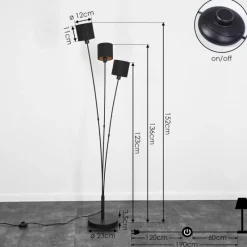 Lampes En Tissu-hofstein Lampadaire Alsen Noir, 3 lumières