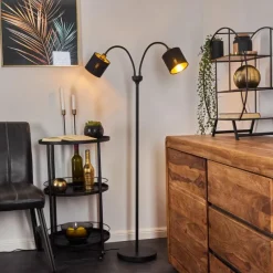 Lampes En Tissu-hofstein Lampadaire Alsen Noir, 2 lumières