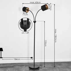 Lampes En Tissu-hofstein Lampadaire Alsen Noir, 2 lumières