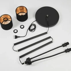 Lampes En Tissu-hofstein Lampadaire Alsen Noir, 2 lumières