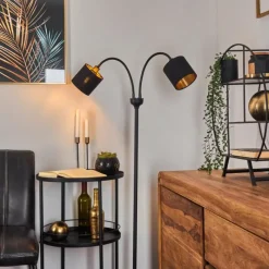 Lampes En Tissu-hofstein Lampadaire Alsen Noir, 2 lumières