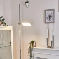 hofstein Lampadaire Anneau LED Argenté, 1 lumière