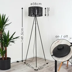 Lampes Vintages & Rétros-hofstein Lampadaire Antalya Noir, 1 lumière