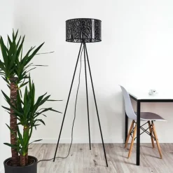 Lampes Vintages & Rétros-hofstein Lampadaire Antalya Noir, 1 lumière