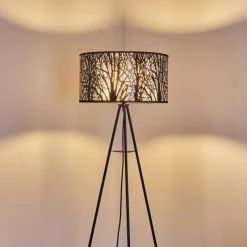 Lampes Vintages & Rétros-hofstein Lampadaire Antalya Noir, 1 lumière