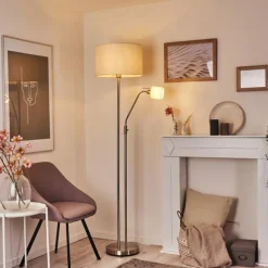 Lampes En Tissu-hofstein Lampadaire Antillo Nickel mat, 2 lumières