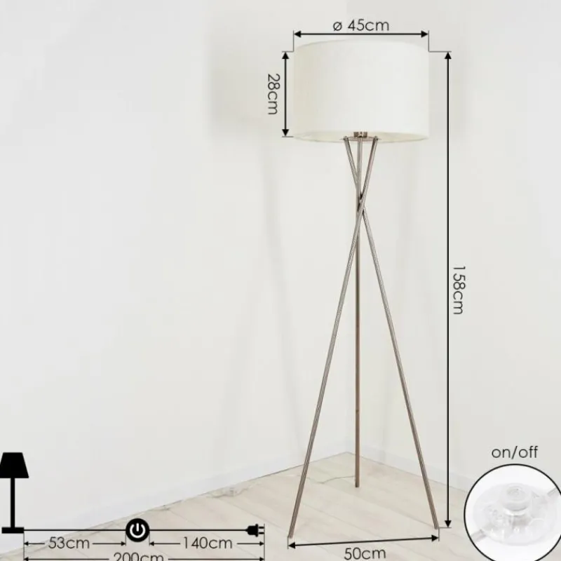 Lampes En Tissu-hofstein Lampadaire Antillo Nickel mat, 1 lumière