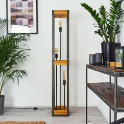 Lampes Vintages & Rétros-hofstein Lampadaire Apia Brun clair, Argenté, 3 lumières