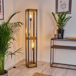 Lampes Vintages & Rétros-hofstein Lampadaire Apia Brun clair, Argenté, 3 lumières