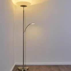 Luminaires Rustiques-hofstein Lampadaire Argostoli LED Nickel mat, 2 lumières