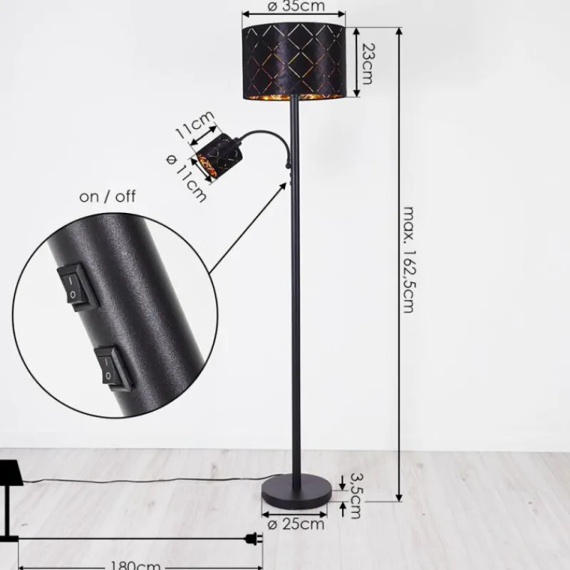 Lampes En Tissu-hofstein Lampadaire Arnoya Noir, 2 lumières