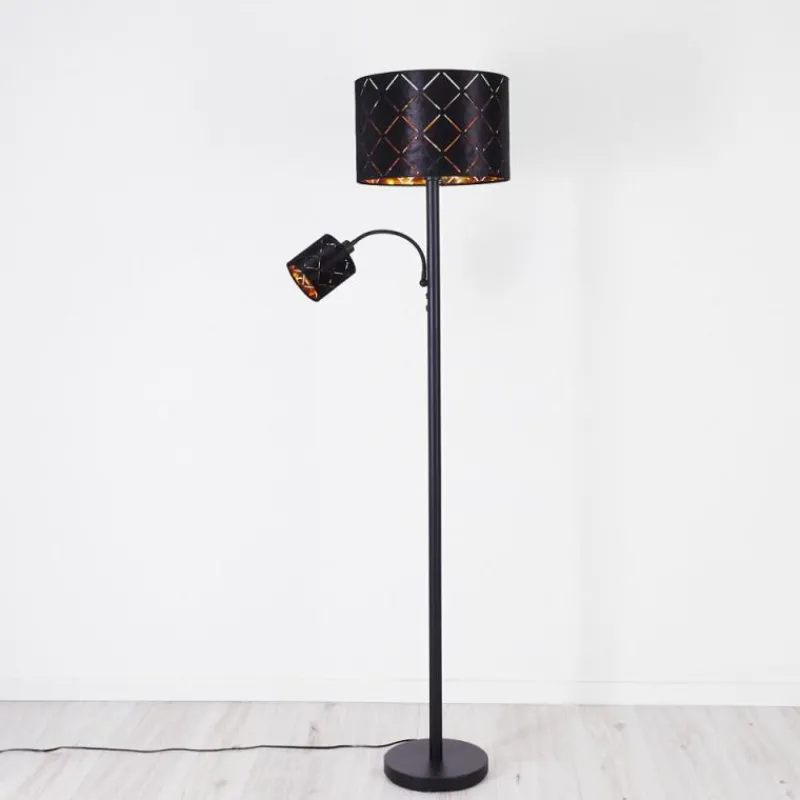 Lampes En Tissu-hofstein Lampadaire Arnoya Noir, 2 lumières