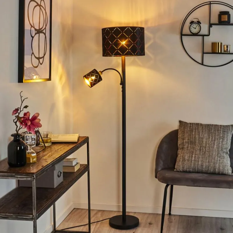 Lampes En Tissu-hofstein Lampadaire Arnoya Noir, 2 lumières