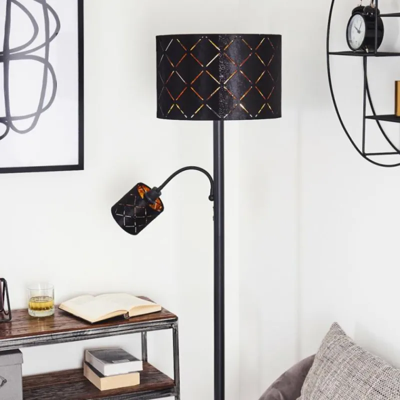 Lampes En Tissu-hofstein Lampadaire Arnoya Noir, 2 lumières