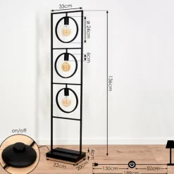 Lampes Industrielles-hofstein Lampadaire Assiniboia Noir, 3 lumières