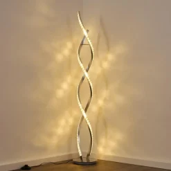 hofstein Lampadaire Assuan LED Chrome, 1 lumière, Télécommandes, Changeur de couleurs