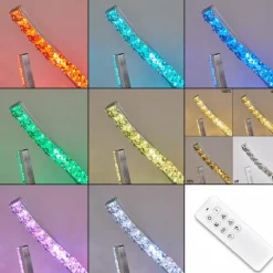 hofstein Lampadaire Assuan LED Chrome, 1 lumière, Télécommandes, Changeur de couleurs