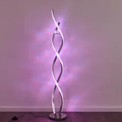 hofstein Lampadaire Assuan LED Chrome, 1 lumière, Télécommandes, Changeur de couleurs