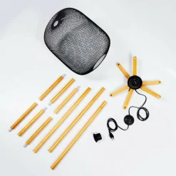 Style Boho-Chic-hofstein Lampadaire Ateponta Bois clair, Noir, 1 lumière