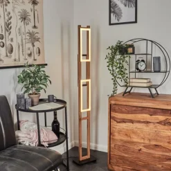 Lampes En Bois-hofstein Lampadaire Ayajasco LED Couleur bois, Écru, Noir, 1 lumière