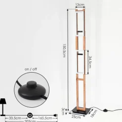 Lampes En Bois-hofstein Lampadaire Ayajasco LED Couleur bois, Écru, Noir, 1 lumière