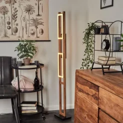 Lampes En Bois-hofstein Lampadaire Ayajasco LED Couleur bois, Écru, Noir, 1 lumière