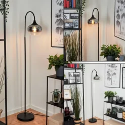 Suspension Verre Fumé-hofstein Lampadaire Azurara Noir, 1 lumière