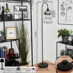 Suspension Verre Fumé-hofstein Lampadaire Azurara Noir, 1 lumière