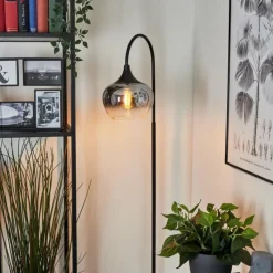 Suspension Verre Fumé-hofstein Lampadaire Azurara Noir, 1 lumière