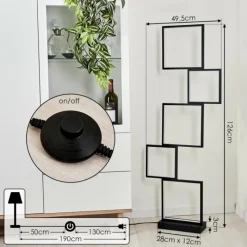 hofstein Lampadaire Bacolod LED Noir, 1 lumière