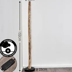 Luminaires Rustiques-hofstein Lampadaire Bansberia LED Bois clair, Noir, 1 lumière