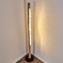 Luminaires Rustiques-hofstein Lampadaire Bansberia LED Bois clair, Noir, 1 lumière