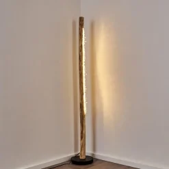 Luminaires Rustiques-hofstein Lampadaire Bansberia LED Bois clair, Noir, 1 lumière