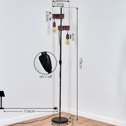 Lampes Industrielles-hofstein Lampadaire Barbengo Rouille, Noir, 2 lumières