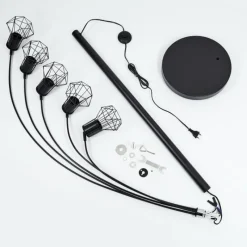 Lampes Vintages & Rétros-hofstein Lampadaire Bardhaman Noir, 5 lumières