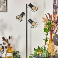 Lampes Industrielles-hofstein Lampadaire Bardhaman Noir, 3 lumières