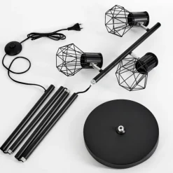 Lampes Industrielles-hofstein Lampadaire Bardhaman Noir, 3 lumières