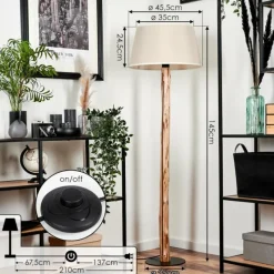 Lampes En Tissu-hofstein Lampadaire Bassagoda Écru, Noir, 1 lumière