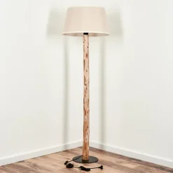 Lampes En Tissu-hofstein Lampadaire Bassagoda Écru, Noir, 1 lumière