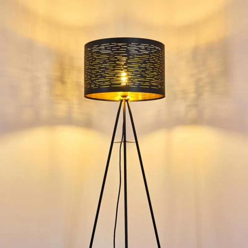 Lampes Dorées-hofstein Lampadaire Bathinda Noir, 1 lumière