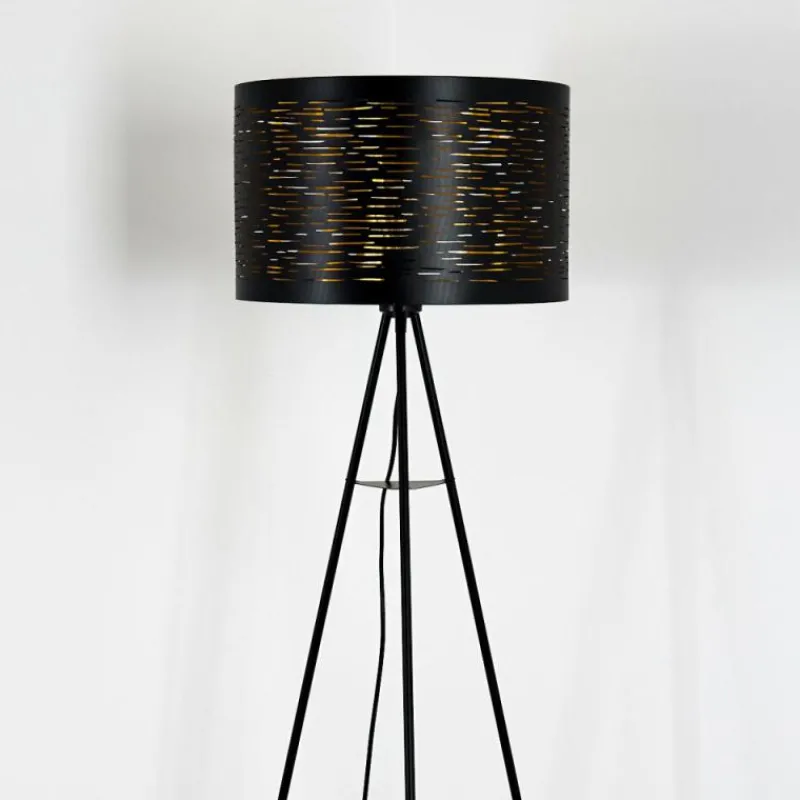 Lampes Dorées-hofstein Lampadaire Bathinda Noir, 1 lumière