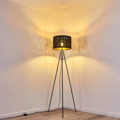 Lampes Dorées-hofstein Lampadaire Bathinda Noir, 1 lumière