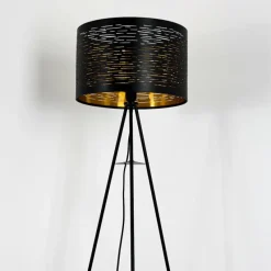 Lampes Dorées-hofstein Lampadaire Bathinda Noir, 1 lumière