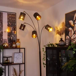 hofstein Lampadaire Bathinda Noir, 5 lumières* Lampadaires Et Lampes Sur Pied