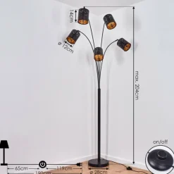 hofstein Lampadaire Bathinda Noir, 5 lumières* Lampadaires Et Lampes Sur Pied