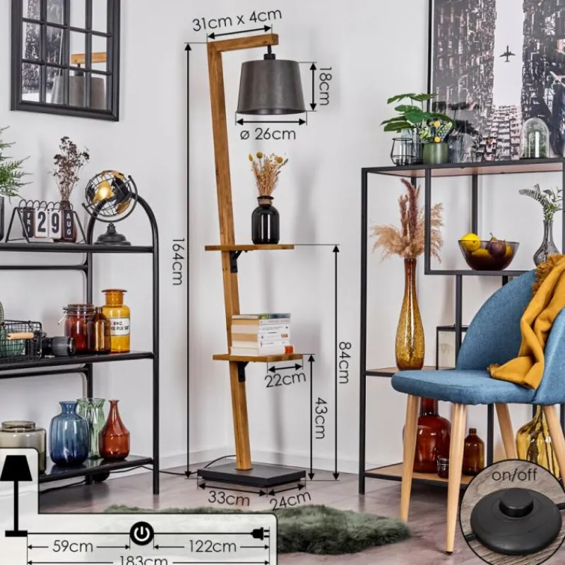 Lampes En Bois-hofstein Lampadaire Baval Écru, 1 lumière