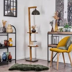 Lampes En Bois-hofstein Lampadaire Baval Écru, 1 lumière