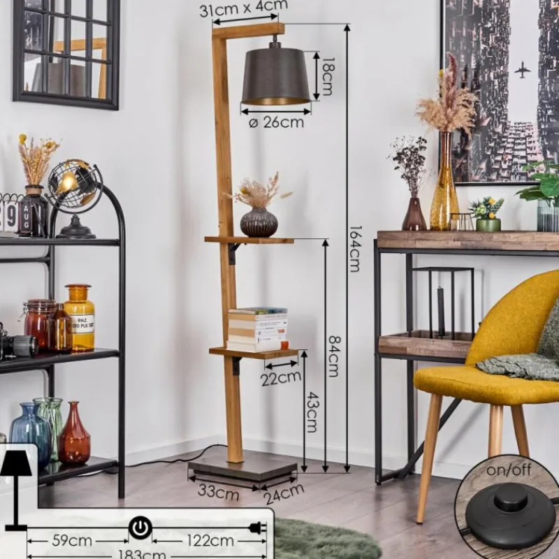 Lampes En Bois-hofstein Lampadaire Baval Écru, 1 lumière