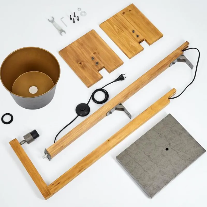 Lampes En Bois-hofstein Lampadaire Baval Écru, 1 lumière