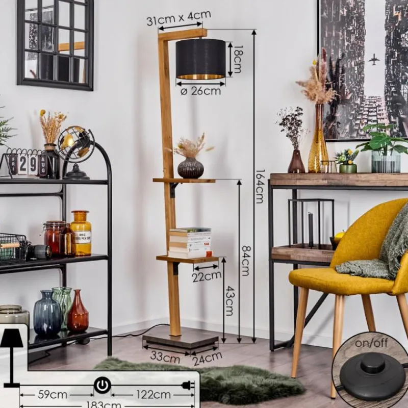 Lampes Dorées-hofstein Lampadaire Baval Écru, 1 lumière